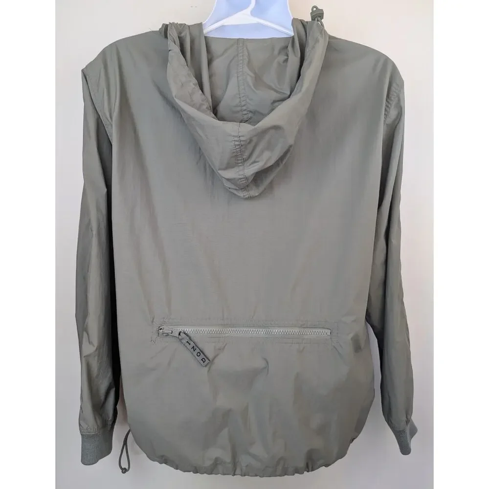IZOD Golf Mens Windbreaker Jacket Large Green Hooded Multi Pocket Lightweight